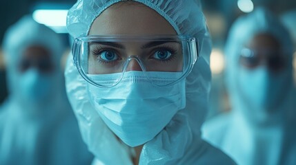 Person in protective clothing at scientific facility