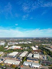 Obraz premium High Angle Footage of Nottingham City of East Midlands Region of England, United Kingdom. October 4th, 2024. The Footage Captured with Drone's Camera