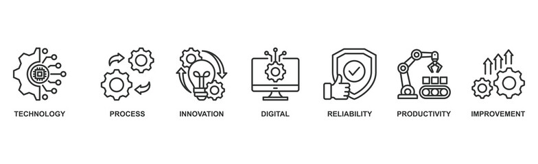 Automation banner web icon vector illustration concept for robotic technology innovation systems with icon