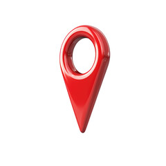 Red location pin, isolated on white background - obrazy, fototapety, plakaty