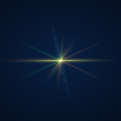 Fototapeta premium Beams of bright light shining on black background. White and golden beams of bright light shining on black background