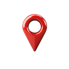 Red location pin on white isolated background