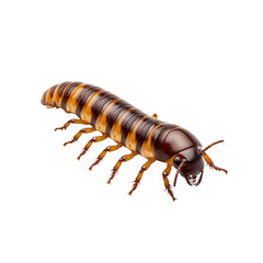 Colorful millipede, white isolate background