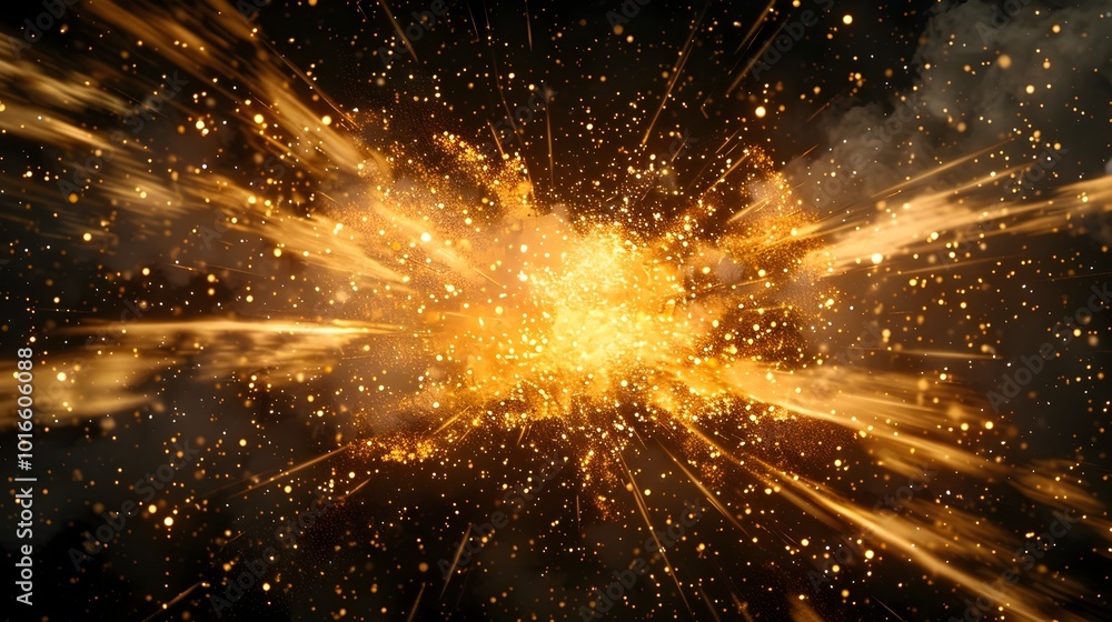 Aufkleber controlled nano bomb explosion with dispersing particles in futuristic tech design