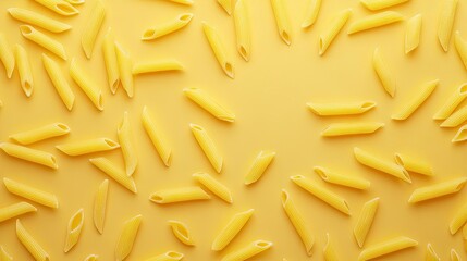 Obraz premium Top view of raw Italian pasta variety on a clean background, with copy space for recipes or branding