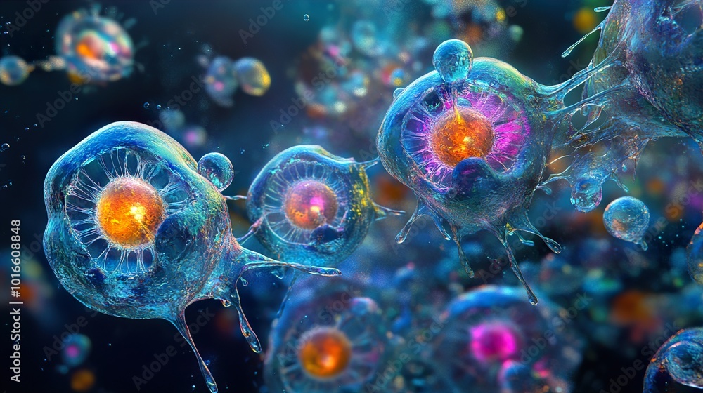Wall mural microscopic view of a cell: exploring the inner workings of life