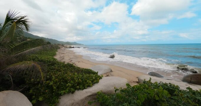 Most beautiful Caribbean beach, Playa Arenilla in Tayrona National Park, Colombia landscape