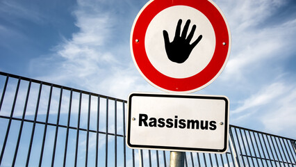 Signposts the direct way to racism versus tolerance