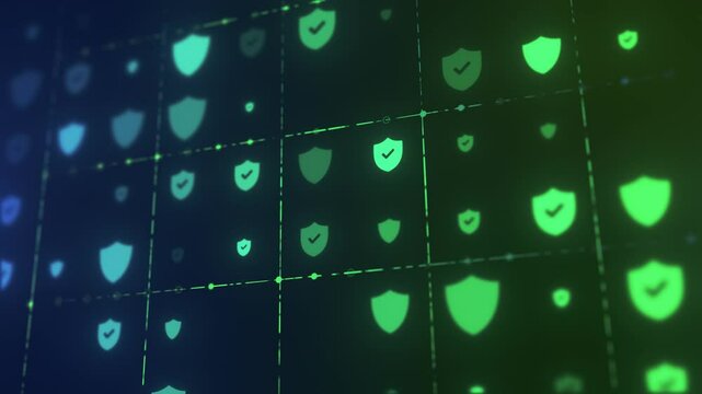 Data protection verified is a grid pattern concept in cybersecurity and privacy technologies loopable multicolor background