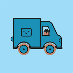 A minimalist cute cartoon minibus