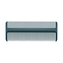 Hair comb. Black comb with two types of teeth. Vector isolated on white background