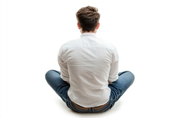 A person sitting on the ground with their back facing the camera, great for use in scenes where characters are alone or waiting.