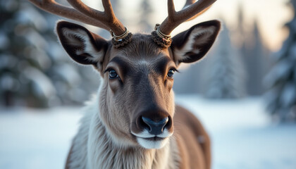 Deer against a snowy winter landscape