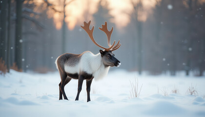 Deer against a snowy winter landscape