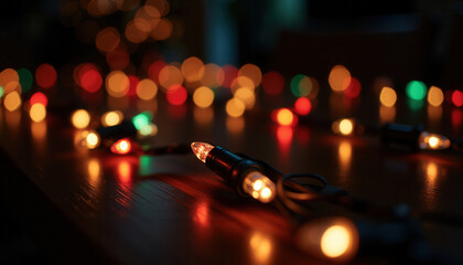 Colorful Christmas garland glows in the dark