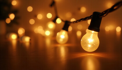 Colorful Christmas garland glows in the dark