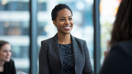 Team of international professionals collaborating in bright office space A mix of professionals from diverse ethnic backgrounds is seen talking and exchanging ideas during a networ