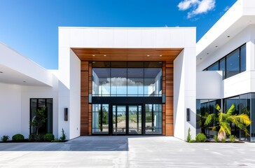 Modern architectural entrance of a luxury home