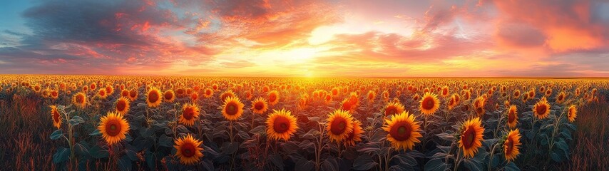 Obraz premium sunflower field at sunset
