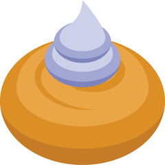 Delicious cream covered donut is lying on its side, tempting you to eat it