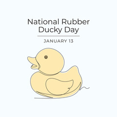 National rubber ducky day vector design template good for celebration usage. National rubber ducky day design. continuous line drawing. eps 10.
