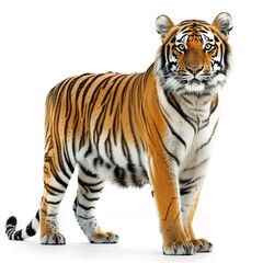 Naklejka premium Tiger standing alone against a white background 