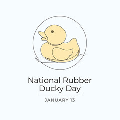 National rubber ducky day vector design template good for celebration usage. National rubber ducky day design. continuous line drawing. eps 10.