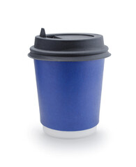 Disposable paper glass isolated on white.