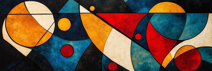 Fototapeta premium Vibrant geometric composition featuring bold primary colors and dynamic angles, evoking energy and modernity in a striking visual display