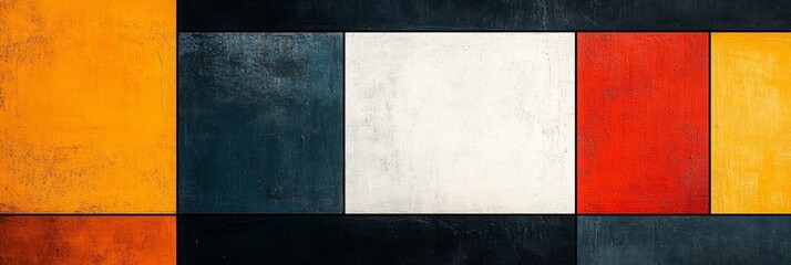 Vibrant geometric abstraction, bold color blocks, striking contrasts, dynamic composition, modern artistic expression