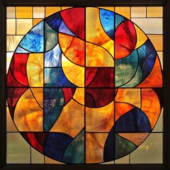 Fototapeta premium A stained glass window with arches and curves