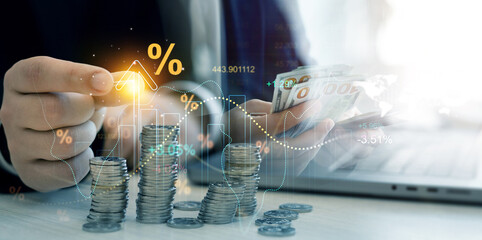 Interest rate and dividend. Percentage interest rates continue to increase, stocks and mutual...