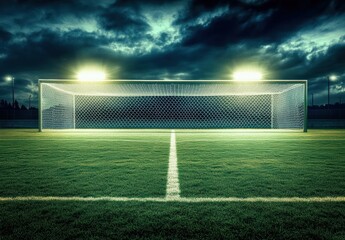 Fototapeta premium Soccer Goal Night.