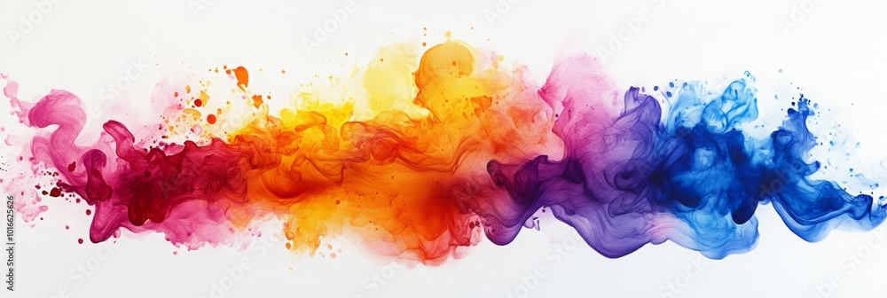 Aufkleber vibrant ink blots merging on a pristine canvas, creating a dynamic interplay of colors and shapes, e