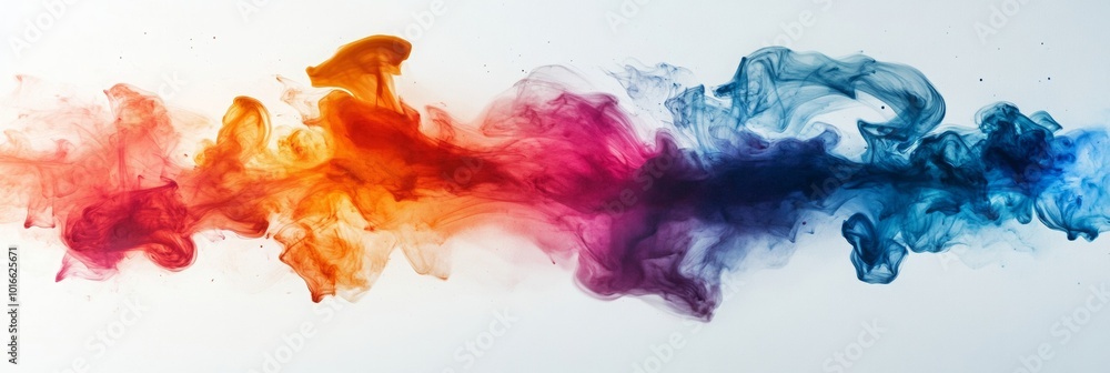 Aufkleber vibrant ink swirls on white canvas, dynamic color patterns merging seamlessly, creating an abstract,