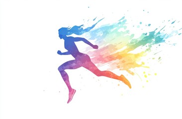 Naklejka premium Woman Running Watercolor.