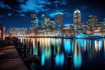 Obraz premium Skyline architecture illuminated metropolis.