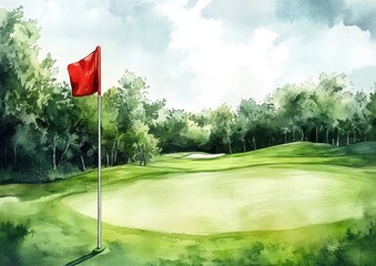 Golf Course Watercolor.