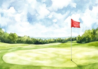 Golf Course Watercolor.