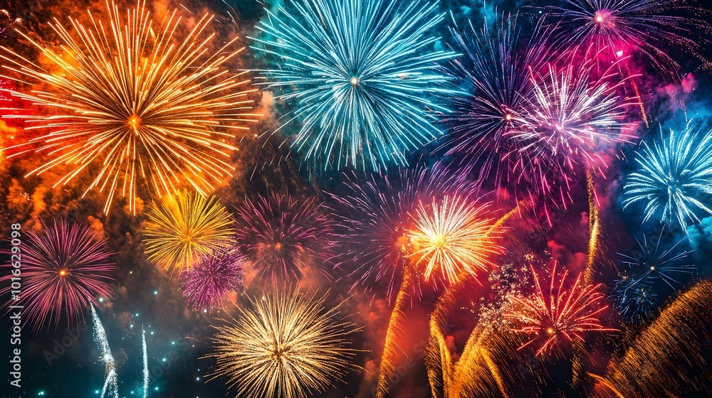 Aufkleber stunning and vibrant fireworks display lighting up the night sky with a dazzling array of colors to 