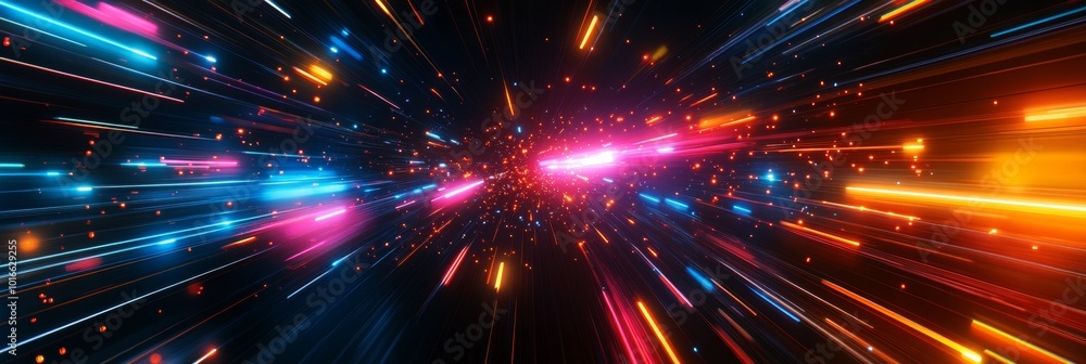 Poster neon light intersections, vibrant beams of color intertwining in a dynamic display, creating a mesme
