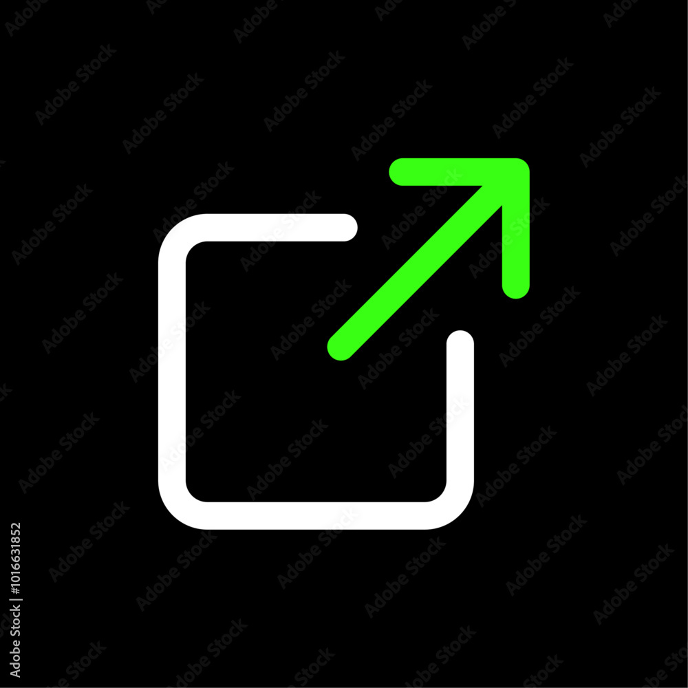 Poster external link, hyperlink vector icon in line style design for website, app, ui, isolated on black ba