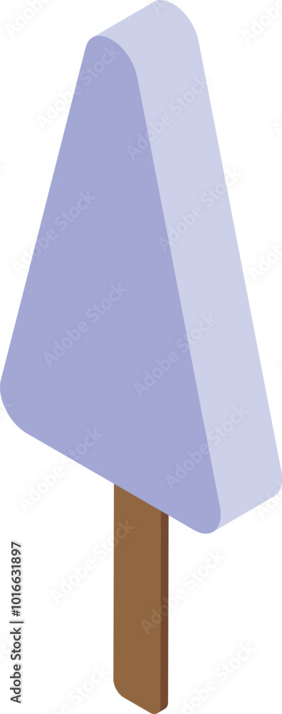 Poster simple vector illustration of a minimalist isometric tree standing up with its trunk and crown