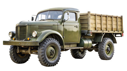 Old military truck isolated on transparent background