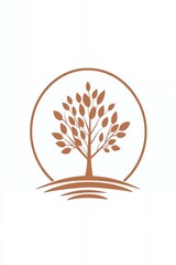 Naklejka premium Stylized brown tree silhouette within a circular design.