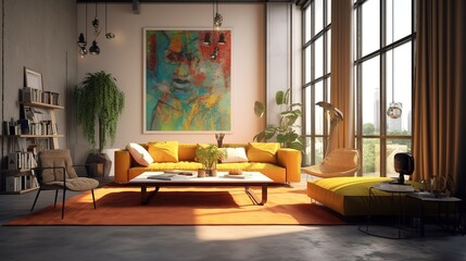 The modern simple design style sitting room composed of sofa and coffee table,generated with AI. 