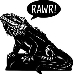Stylized Bearded Dragon with RAWR! Speech Bubble
