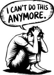 Emotional Vector Art of Despair and Struggle