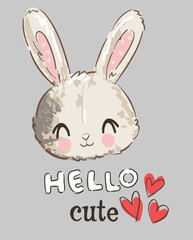 hand drawn cute bunny vector illustration trend design for t shirt printing, graphic design, kids wear, girls clothes, poster, nursery 
