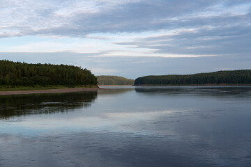 Russia Krasnoyarsk Krai. View of Yenisei on a cloudy summer day